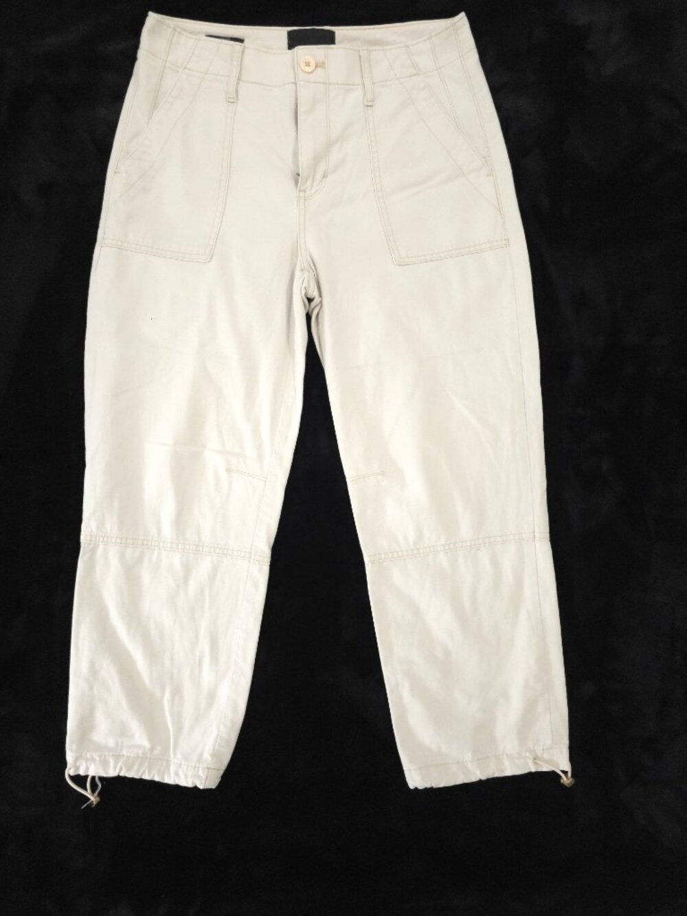 WHBM White House Black Market Pants 4 Ivory High Rise Relaxed Ankle Drawstring
